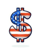 Karikatur Illustration von Dollar Zeichen im National Flagge Farben mit zwei Vertikale Linien vektor
