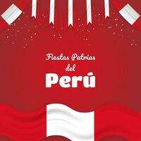 peruvian nationell högtider firande hälsning med spanska fras text fester patrias peru vektor