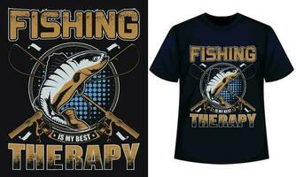 fiske är min bäst terapi. fiske t-shirt design vektor
