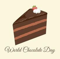 värld choklad dag bakgrund med utsökt ljuv choklad kaka vektor illustration
