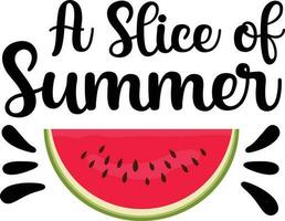 ein Scheibe von Sommer- Beschriftung komisch Illustration mit Wassermelone Scheibe, auf Weiß Hintergrund vektor