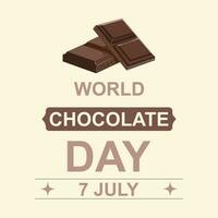 Welt Schokolade Tag Hintergrund mit dunkel Schokolade Blöcke, Vektor Illustration