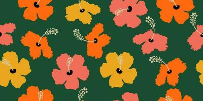 Hand gezeichnet Hibiskus Blumen, nahtlos Muster mit Blumen- zum Stoff, Textilien, Kleidung, Verpackung Papier, Abdeckung, Banner, Innere Dekor, abstrakt Hintergründe. vektor