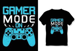 rolig gaming t skjorta design gamer läge på t-shirt design vektor