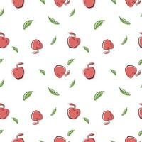 nahtlos hell Weiss, Rot, Grün Muster mit frisch köstlich Äpfel zum Stoff, Zeichnung Etiketten, drucken auf T-Shirt, Hintergrund von Kinder- Zimmer, Obst Hintergrund. vektor