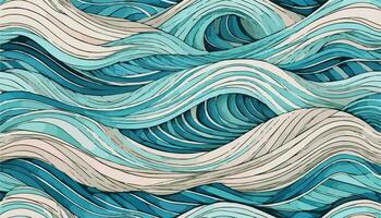 abstrakt ritad för hand vattenfärg vågor bakgrund. vektor illustration. abstrakt konst bakgrund med kurva mönster vektor. linje Vinka mönster i lyx, japansk mönster stil.