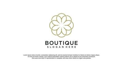 Boutique Logo mit kreativ lineart Design Prämie Vektor