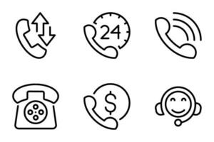 uppsättning av ikoner för telefon. Stöd, telefon, ikon, kund, röst, svar, användare, assistent, diskussion, e-post vektor