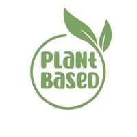 Pflanze basierend Logo. kreisförmig gestalten Base mit Pflanze Blatt. vegan und Vegetarier freundlich Abzeichen. vektor