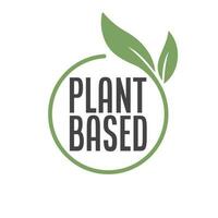 Pflanze basierend Logo. kreisförmig gestalten Base mit Pflanze Blatt. vegan und Vegetarier freundlich Abzeichen. vektor