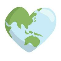 hjärta formad jorden. miljö vård. spara och kärlek de planet. vektor