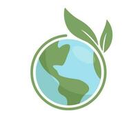 planet jord ikon med blad skyddande Det. spara de värld, miljövänlig symbol. skydda de miljö. vektor