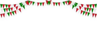 Italienisch Republik Tag, 2 .. Juni. Ammer hängend rot Weiß Grün Flagge Dreiecke Banner Hintergrund. Italien, Iran, Portugal, Libanon, Weißrussland, Bulgarien, Mexiko. Party, gerecht, Weihnachten, Neu Jahr, Karneval. vektor