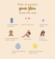 spf. Solskydd. skydda din hud från de Sol tips. Sol skydd infografik. vektor