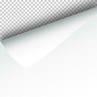 Blatt von Papier mit zusammengerollt Ecke und Sanft Schatten, Vorlage zum Ihre Design. Vektor Illustration