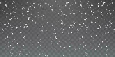 Weihnachten Schnee. schwer Schneefall. fallen Schneeflocken auf transparent Hintergrund. Weiß Schneeflocken fliegend im das Luft. Vektor Illustration