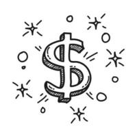 Gekritzel Dollar Symbol. Währung Zeichen Symbol Hand gezeichnet. Geschäft und Finanzen Symbol Element. Vektor Illustration.