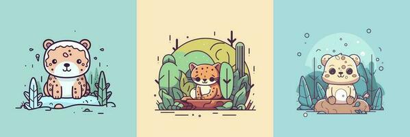 süß kawaii Jaguar Karikatur Illustration vektor
