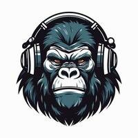 mächtig und heftig Gorilla Logo Design Illustration, Hand gezeichnet zu machen ein Erklärung vektor