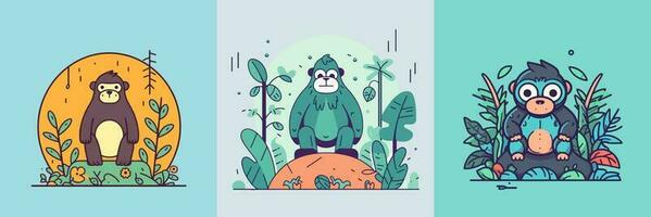 söt söt gorilla tecknad serie illustration vektor