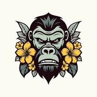 mächtig und heftig Gorilla Logo Design Illustration, Hand gezeichnet zu machen ein Erklärung vektor