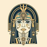 Kleopatra handgemalt Logo Design Illustration vektor