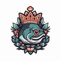 ein schön Fisch umgeben durch Blumen im ein Logo Illustration, perfekt zum ein Natur inspiriert Marke vektor