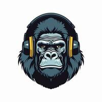 mächtig und heftig Gorilla Logo Design Illustration, Hand gezeichnet zu machen ein Erklärung vektor