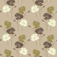 nahtlos Muster, Blumensträuße von Mohn, Beige Farben. drucken, elegant Hintergrund, Textil, Hintergrund, Vektor