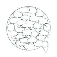 Sammlung von Rede Luftblasen von anders Formen im ein Kreis. Symbole, Vektor