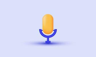 3d realistisk tecknad serie podcast mikrofon stå audio Utrustning ikon trendig modern stil objekt symboler isolerat på bakgrund vektor