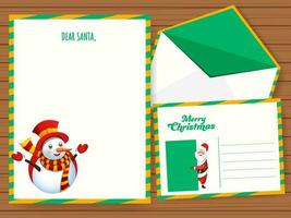 sehr geehrter Santa Gruß Karte oder Brief mit doppelseitig Briefumschlag auf das Gelegenheit von fröhlich Weihnachten. vektor