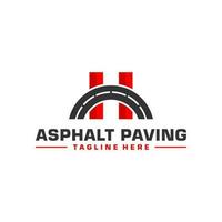 asfalt väg vektor illustration logotyp med brev h