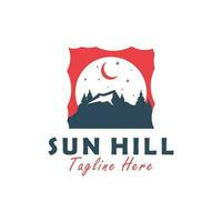 Sonne Hügel Vektor Illustration Logo Design