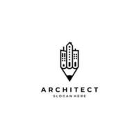Architekt Logo Design auf isoliert Hintergrund, Stadt, Dorf kombinieren mit Bleistift Logo vektor