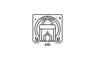 islamic ikon linje konst illustration, moské översikt vektor teckning silhuett