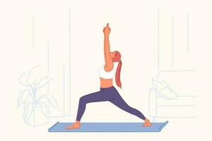 sport övningar, yoga öva, aktiva livsstil begrepp vektor