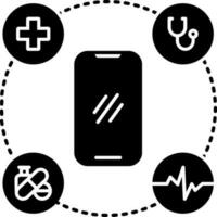 fast ikon för mobil sjukvård vektor