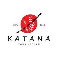 einfach Katana Samurai Schwert Logo Design Vorlage Vektor, vektor