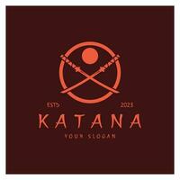 einfach Katana Samurai Schwert Logo Design Vorlage Vektor, vektor