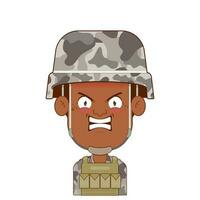 soldat arg ansikte tecknad serie söt vektor