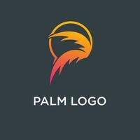 Palme Baum Logo Design Vorlage mit Kreis Element vektor