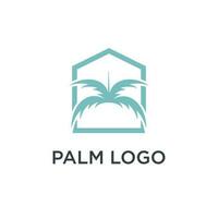 Palme Baum Logo Design Illustration mit Haus Konzept vektor