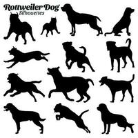 Rottweiler Hund Silhouette Vektor Illustration Satz.