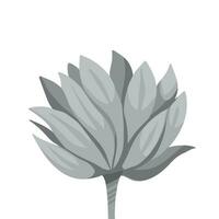 Graustufen schließen oben Blume Blütenblatt Vektor Illustration isoliert auf Weiß Platz Hintergrund. einfarbig Schatten von grau einfach und eben gestylt Zeichnung.