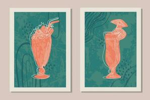 abstrakt einstellen von Sommer- Getränke im Sommer- Farben Poster. Sammlung von zeitgenössisch Kunst vektor