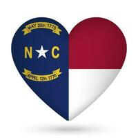 Norden Carolina Flagge im Herz Form. Vektor Illustration.