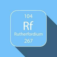 rutherfordium symbol med lång skugga design. kemisk element av de periodisk tabell. vektor illustration.