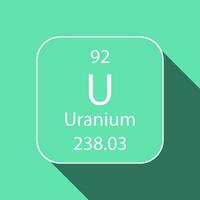 Uran Symbol mit lange Schatten Design. chemisch Element von das periodisch Tisch. Vektor Illustration.