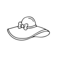Gekritzel von Frauen Sommer- Hut isoliert auf Weiß Hintergrund. Hand gezeichnet Vektor Illustration von weiblich Sonne geschützt Hut mit Schleife.